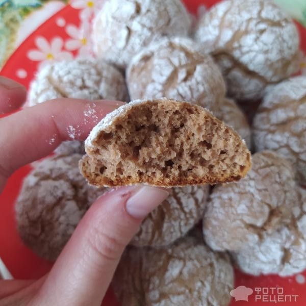 Рецепт: Печенье шоколадное - в сахарной пудре