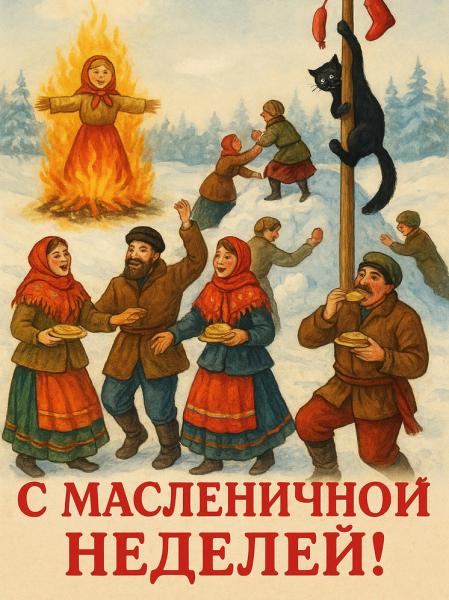 Поздравительная открытка на Масленицу
