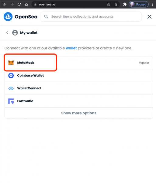 Как подключить Metamask к OpenSea